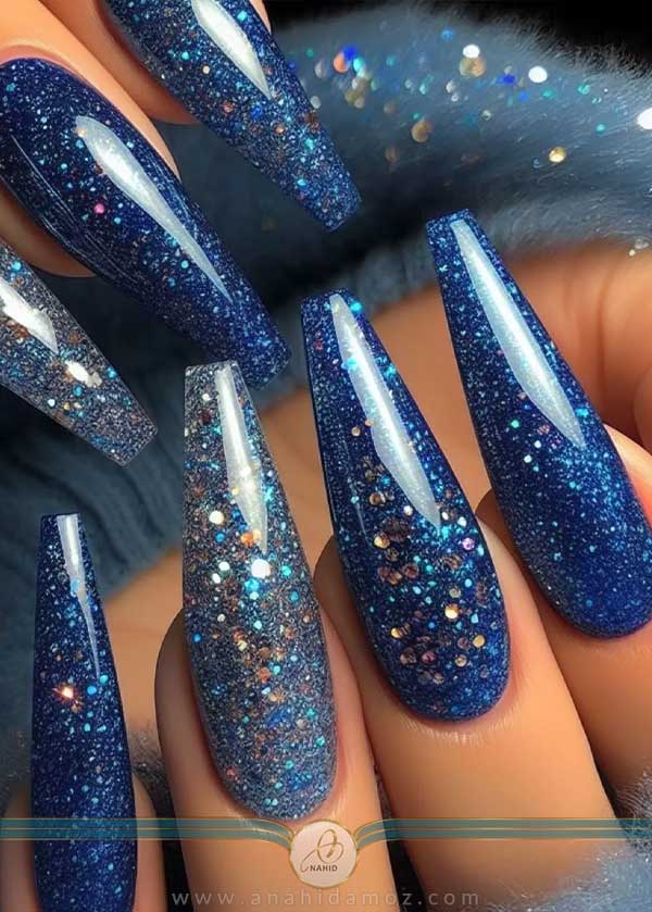 ناخن رویال آبی براق