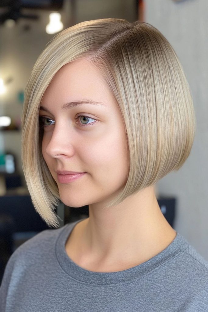 chin length short asymmetrical bob