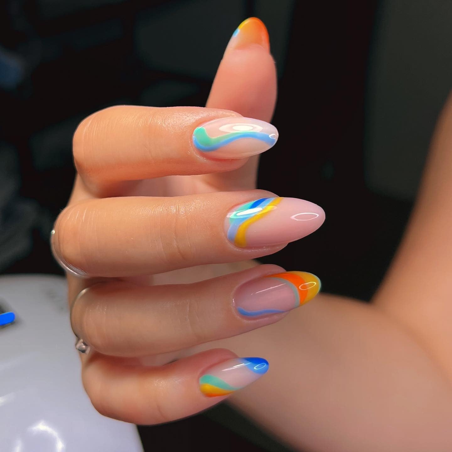 Rainbow Mirage Swirl Nails