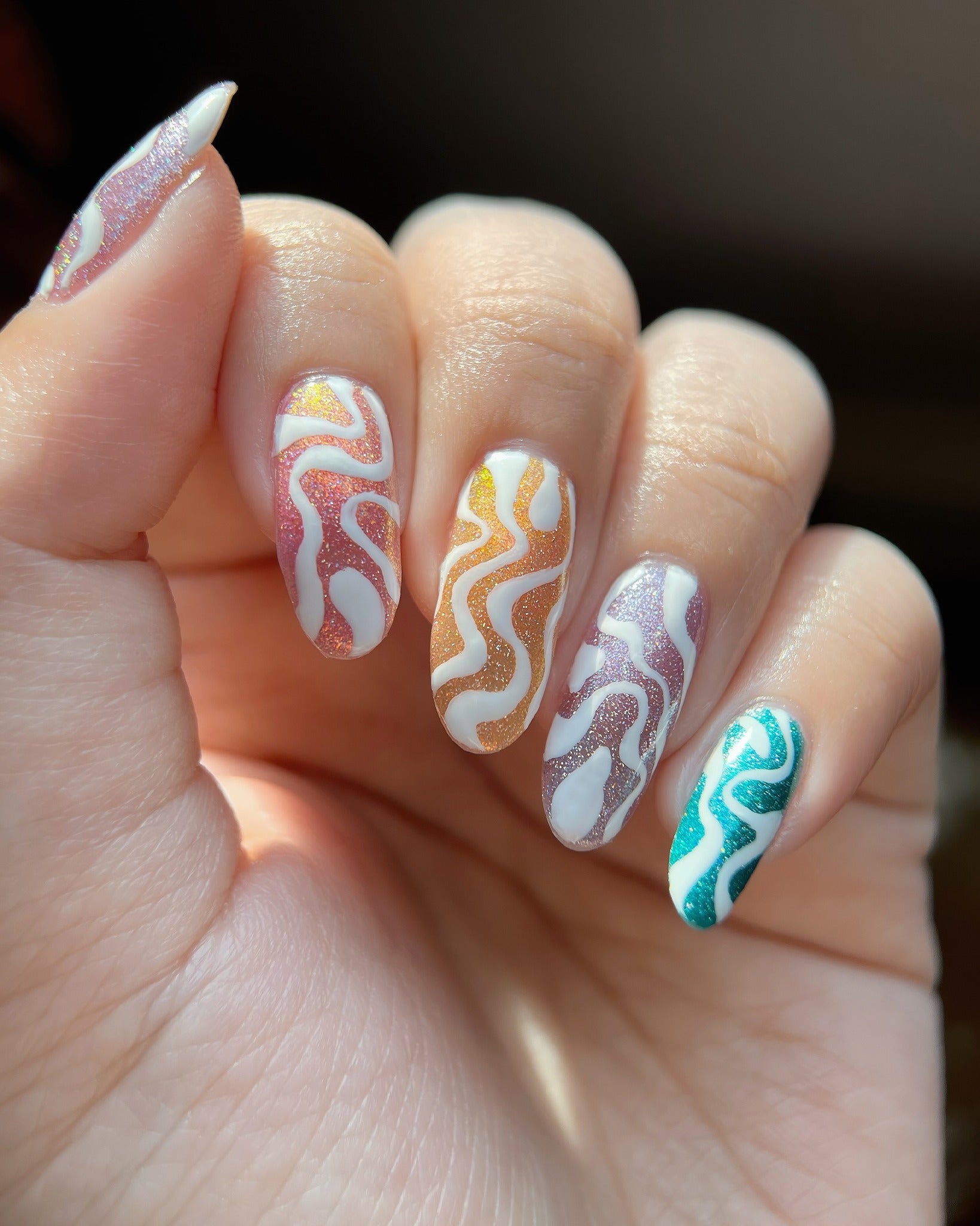 Glitter Spectrum Swirl Nails