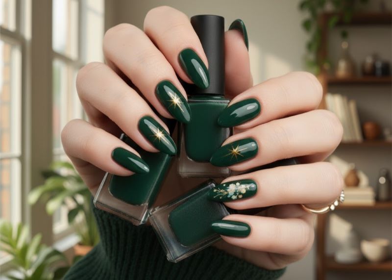 ۱۵ ایده ساده و شیک برای لاک ناخن سبز تیره