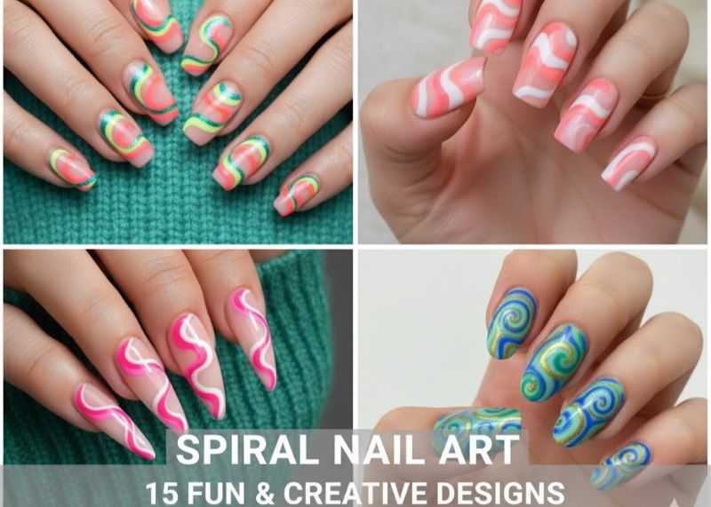 ۱۵ ایده طراحی ناخن مارپیچ