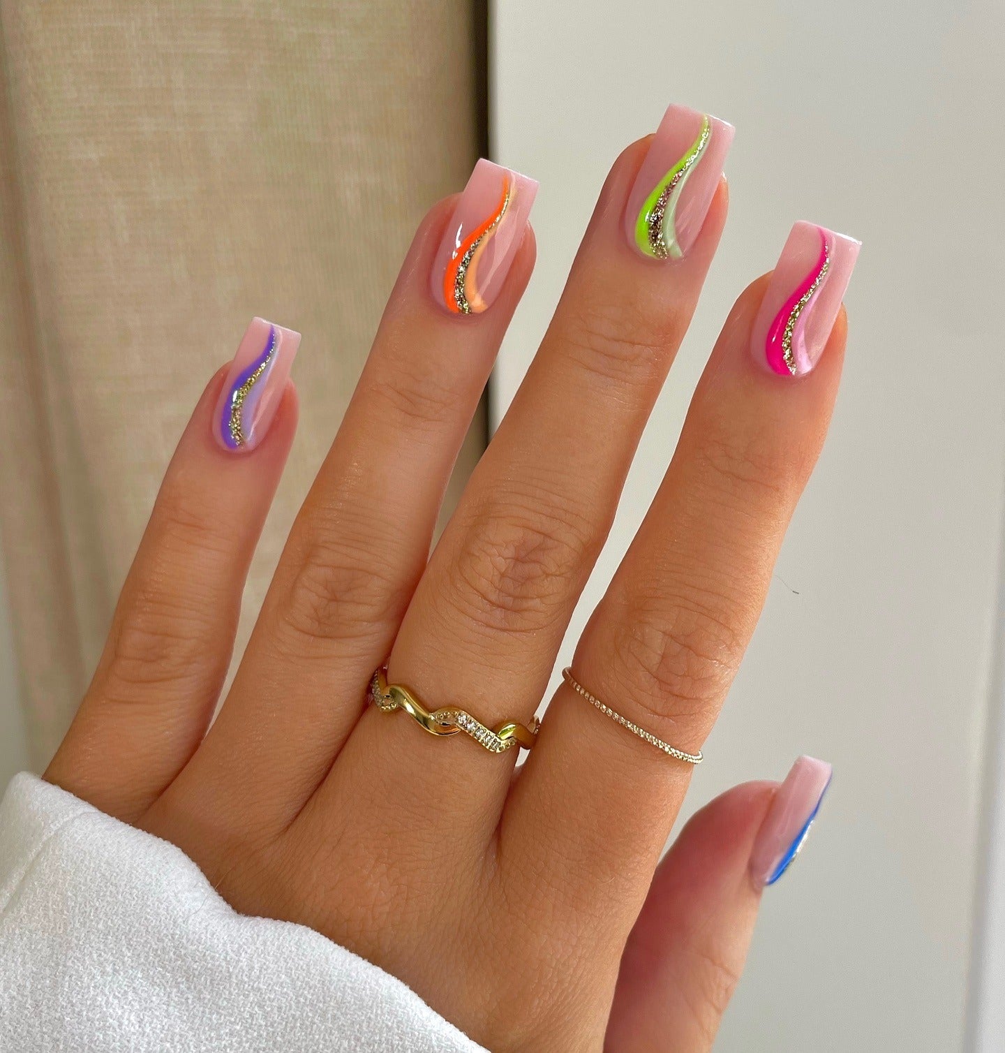 Neon Luxe Swirl Nails
