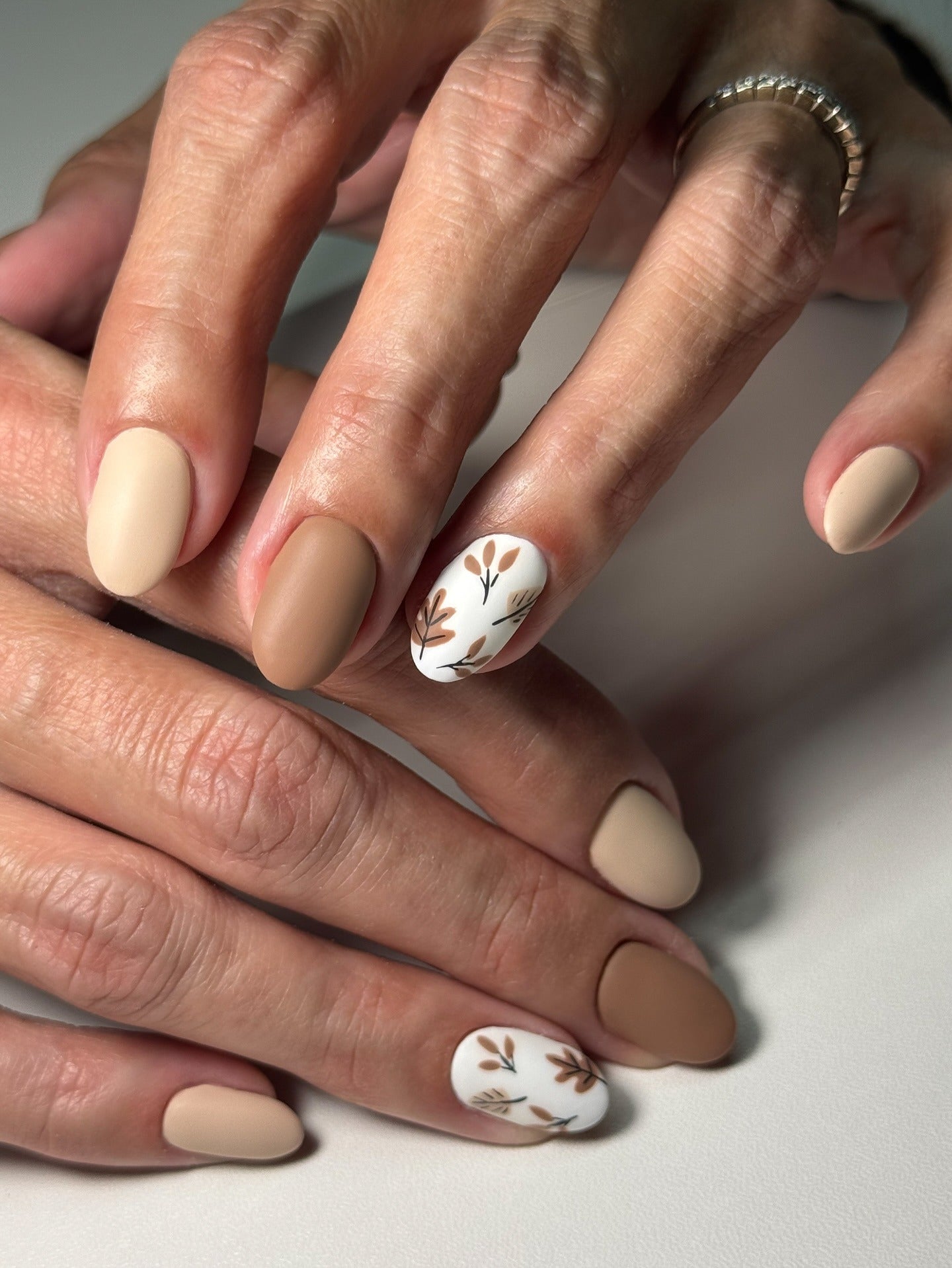 رنگ‌های خنثی زمینی با برگ‌های پاییزی