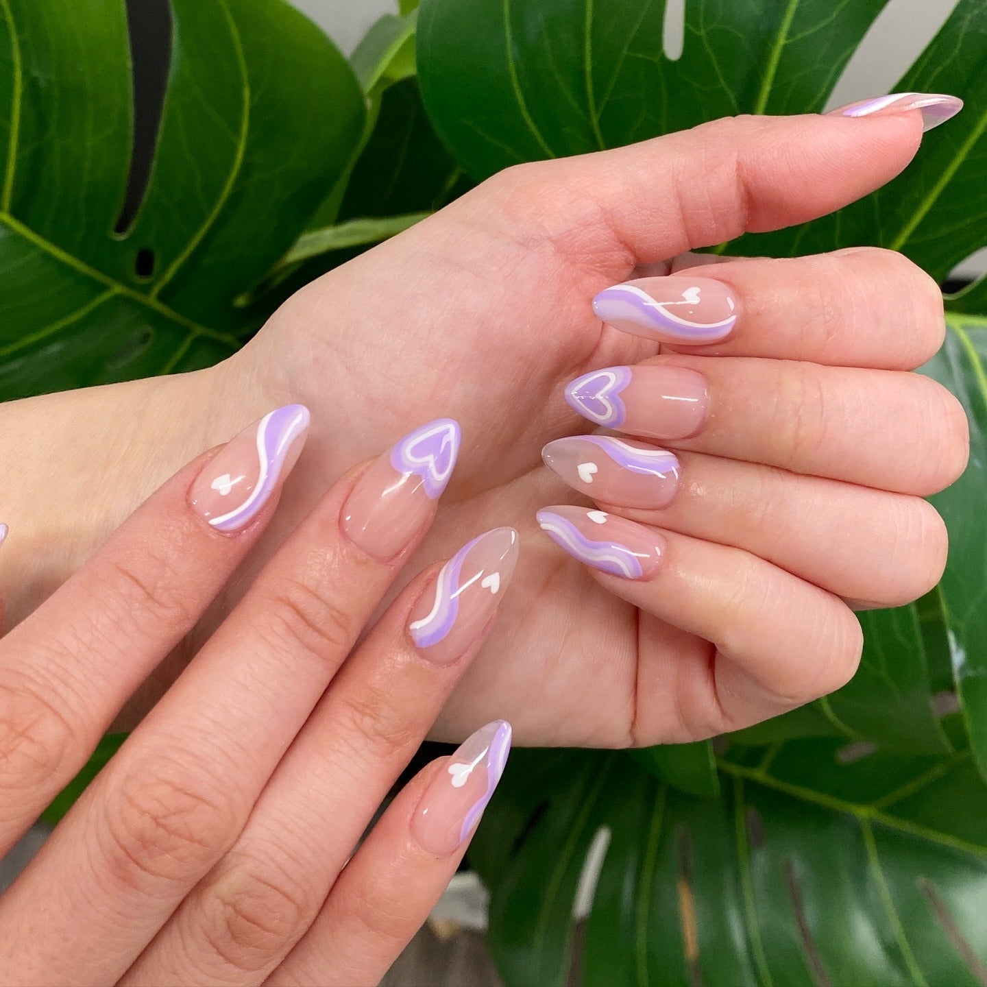 Lavender Love Swirl Nails